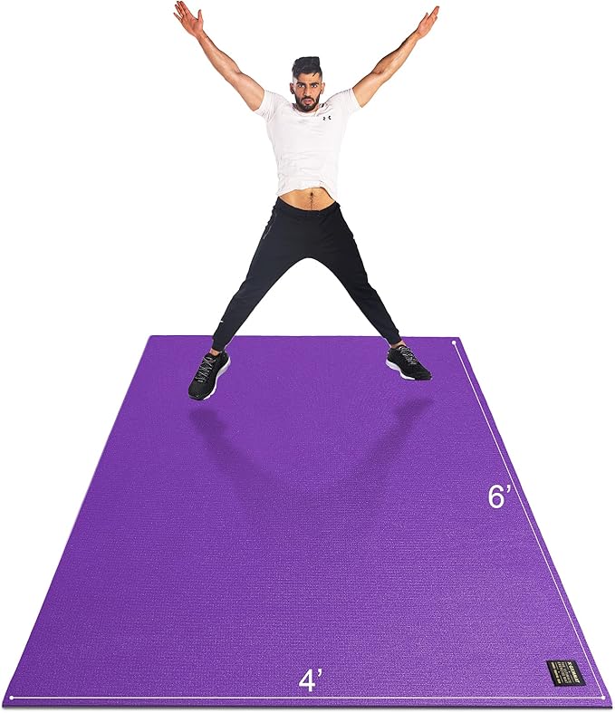 GXMMAT Large Exercise Mat 6'x4'/6'x5'/6'x6'(7mm), Thick Workout Mats for Home Gym Flooring, Extra Wide Non-Slip Durable Cardio Mat, Shoe Friendly, Perfect for Plyo, MMA, Jump Rope, Weights, Fitness - Bloomnest