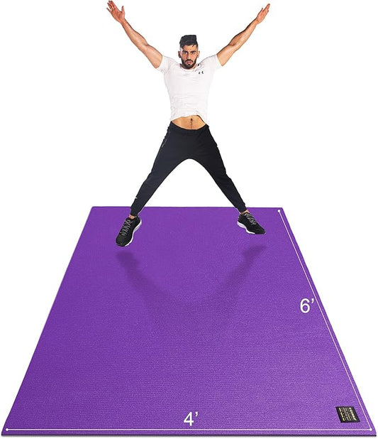 GXMMAT Large Exercise Mat 6'x4'/6'x5'/6'x6'(7mm), Thick Workout Mats for Home Gym Flooring, Extra Wide Non-Slip Durable Cardio Mat, Shoe Friendly, Perfect for Plyo, MMA, Jump Rope, Weights, Fitness - Bloomnest