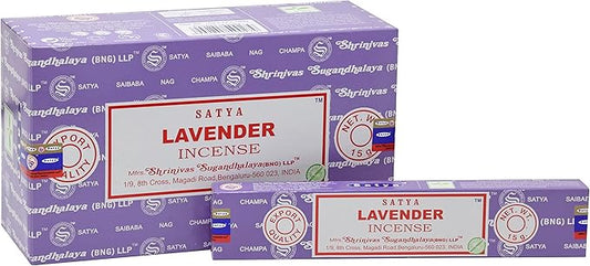 EARTH Satya Lavender Incense Sticks 15 GMS (Pack of 12) (Green Certified) Indian Perfumed Hand Rolled Agarbatti Perfect for Worship,Relaxation, Medication. Earth