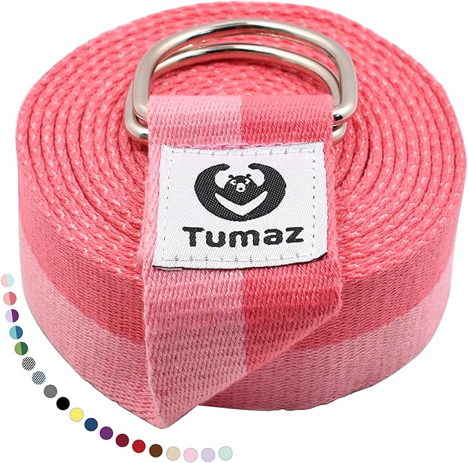 Tumaz Yoga Strap/Stretch Bands [15+ Colors, 6/8/10 Feet Options] with Extra Safe Adjustable D-Ring Buckle, Durable and Comfy Delicate Texture - Best for Daily Stretching, Physical Therapy, Fitness - Bloomnest