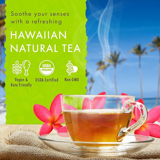 Hawaiian Natural Tea Passion Fruit Orange Flavored Organic Tea - Tropical Fruit Green Tea Blend with Black Tea - Perfect Daily Cup & Gift for Tea Lovers - 60 Tea Bags - Bloomnest