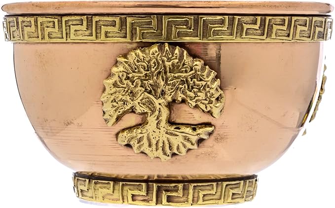 Tree of Life Copper Bowl - Offering Bowl for Altar or Ritual Use, Incense Holder and Smudge Kit, Home Decor - Holds Incense, Offerings, Healing Crystals, Water - Smudge Pot for Altar Supplies - Bloomnest