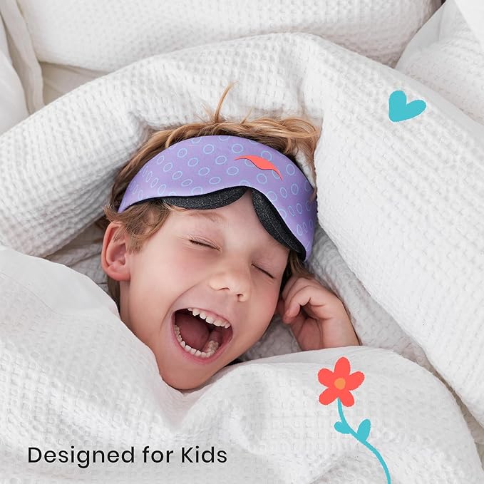 Manta Kids Sleep Mask - Comfy & Cute Blackout Sleeping Mask with Adjustable Eye Cups, Soft & Breathable Machine Washable Kids Eye Mask for Girls, Boys, Toddler Aged 6+ (Periwinkle) - Bloomnest