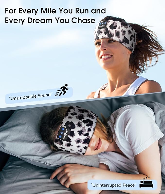 MUSICOZY Sleep Headphones Bluetooth 5.4 Headband, Wireless Earphones Music Sleep Earbuds Sleeping Eye Mask with HD Stereo Speakers for Workout Running Travel Yoga, Ideal Gifts for Women Men - Bloomnest