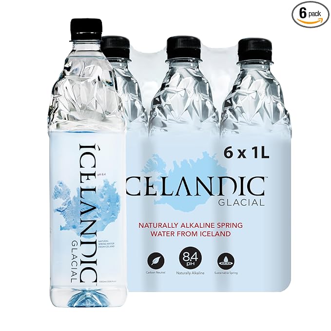 Icelandic Glacial Natural Spring Alkaline Water Liter Count, 1 Litre, 202.8 Fl Oz, (Pack of 6) - Bloomnest