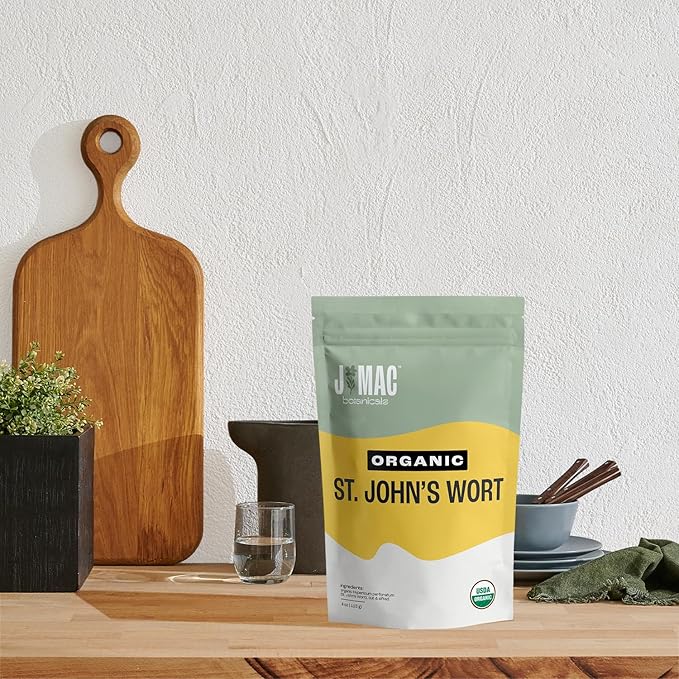 J Mac Botanicals, Organic St John's Wort herb (4 oz) loose leaf St. Johns Wort tea - Bloomnest