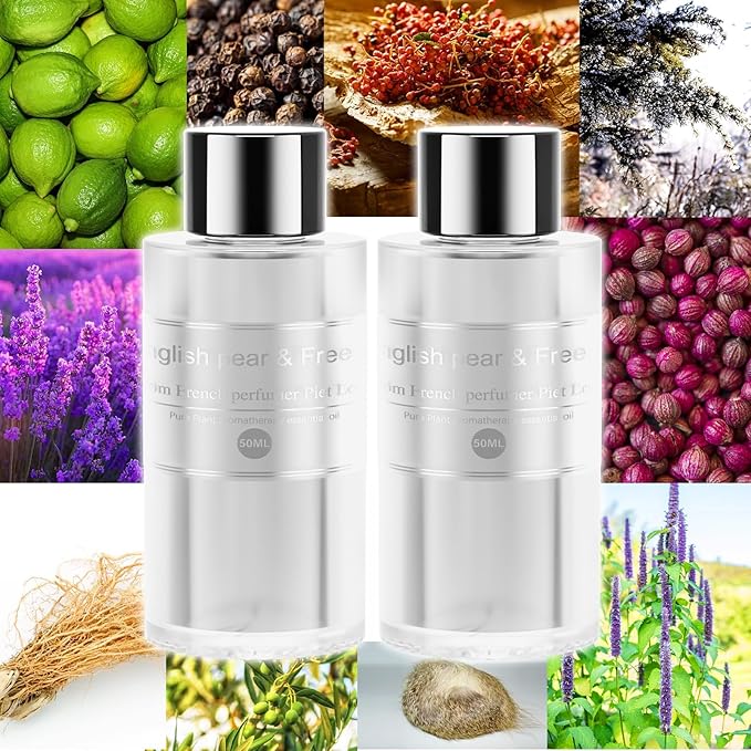 Amor Lyris 2 Packs Essential Oil Refill for Smart Car Air Freshener, 3.5OZ Car Diffuser Refill, Aromatherapy Perfume Refill Can be Used for 4-8 Months, Made with Natural Plant Extracts, British Pear - Bloomnest