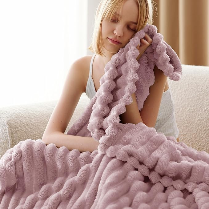 Bedsure GentleSoft Pink Fleece Blanket for Couch - Cozy Soft Blankets for Women, Cute Small Throws for Girls, 50x70 Inches - Bloomnest