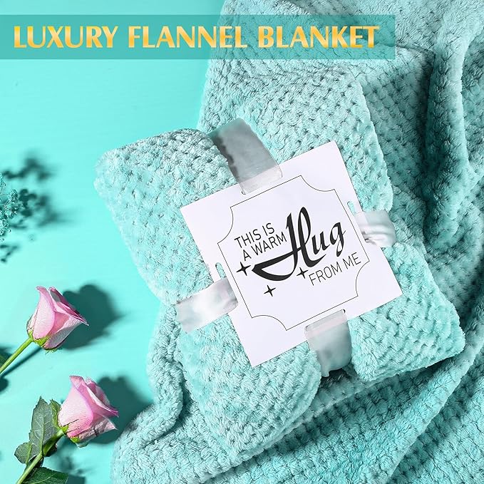 Birthday Gifts for Women, Thinking of You Gift Care Package with Luxury Flannel Blanket for Women Mom Her Wife Friends Sister, Blue Self Care Spa Relaxing Baskets for Christmas Valentines Mothers Day - Bloomnest