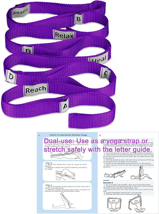 Stretching Strap Yoga Strap with 10 Loops, Non-Elastic Stretch Band for Physical Therapy, Flexibility, Exercise, Pilates, Dance & Gymnastics Workout - Bloomnest