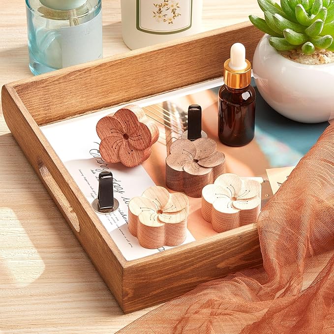 Zubebe Aroma Wood Essential Oil Diffuser 4 Packs Minimalistic Decor Car Air Freshener Flower Diffuser with Aromatherapy Clip for Car Office Bedroom - Bloomnest