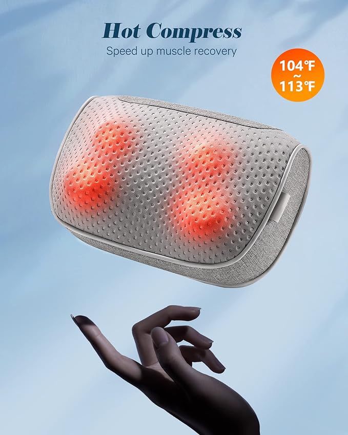 Careboda Neck and Back Massager, Shiatsu Shoulder Massage Pillow with Soothing Heat, 3D Kneading Deep Tissue Massages for Muscle Pain Relief, Perfect Gifts for Friends, Family, Lover - Bloomnest