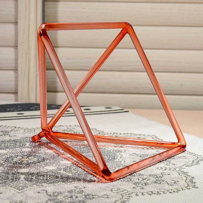 TOPFUND Orange Crystal Singing Pyramid 6 inch with Carrying Case and Quartz Suede Mallet