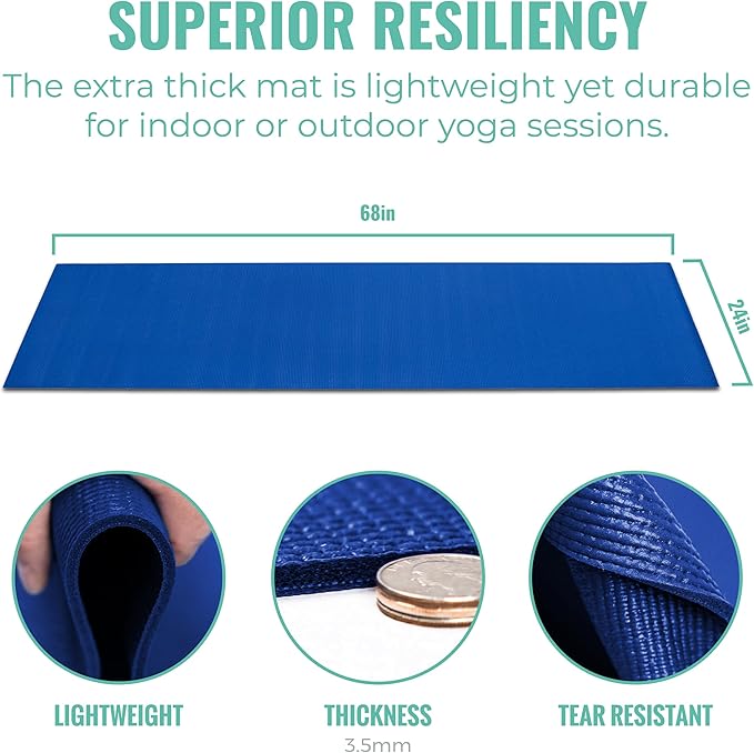 16-Pack Value Yoga Mat, 68" x 24" Non Slip Exercise Mat, 3mm Thick Gym Mat, Bulk Non Toxic Yoga Mats for Schools and Studios - Bloomnest