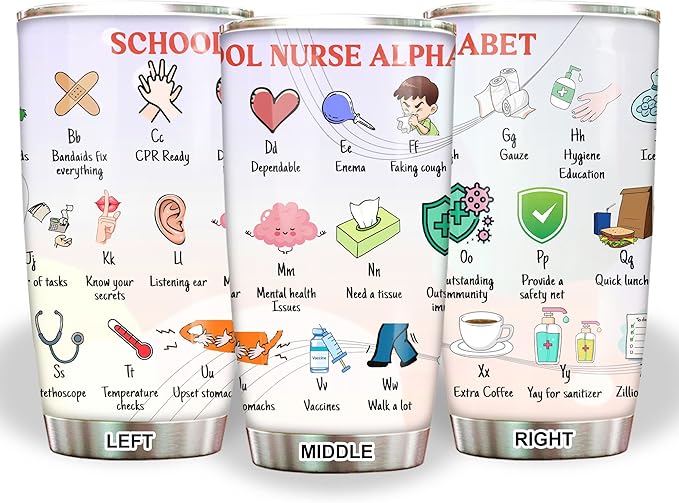 School Nurse Tumbler Stainless Steel 20oz, Funny School Nurse Appreciation Gifts Bulk For Birthday Christmas, School Nurses Day Gifts For Women Men, School Nurse Coffee Cup - Bloomnest