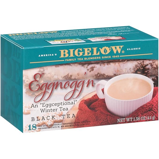 Bigelow Tea Eggnogg'n Black Tea, Caffeinated Tea with Eggnog Flavor, Holiday and Christmas Tea, 18 Count Box (Pack of 6), 108 Total Tea Bags - Bloomnest