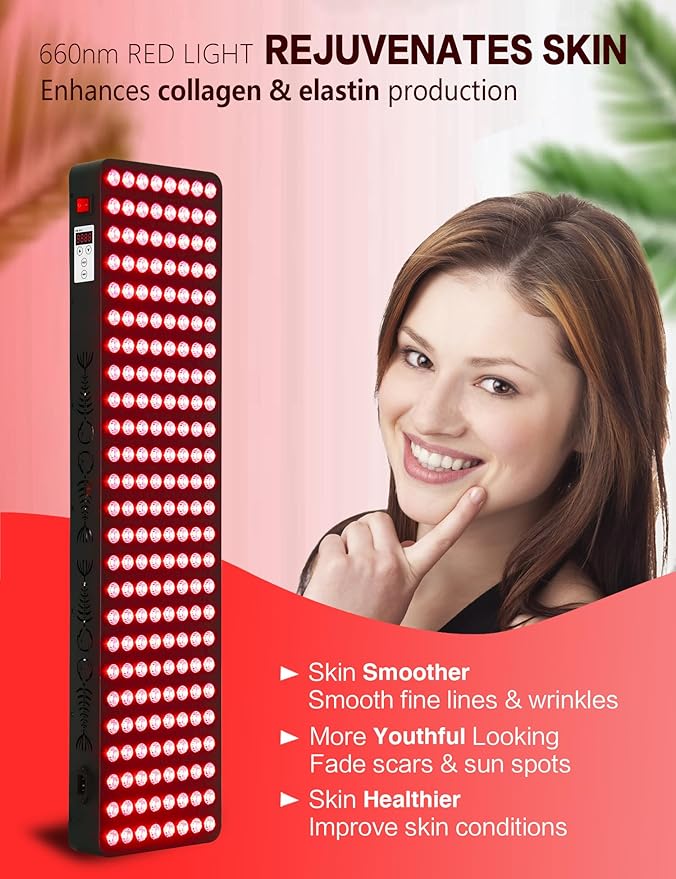 Red Light Therapy for Body Face,Extra Large Infrared Red Light Therapy Panel Full Body for Pain Relief,LED 660nm Red Light Panel & 850nm Near-Infrared Therapy Device (200 LEDs - 1000W) SUPERSRED