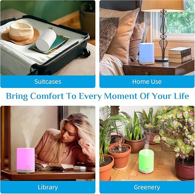 ASAKUKI Essential Oil Diffuser, 5-in-1 Quiet Humidifier, Home Fragrance Aroma Diffuser with 7 LED Color Changing Light and Auto-Off Switch (Pure White) - Bloomnest