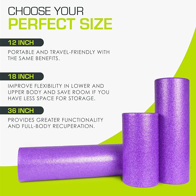 ProsourceFit High Density Foam Rollers 12 - inches Long, Firm Full Body Athletic Massage Tool for Back Stretching, Yoga, Pilates, Post Workout Muscle Recuperation, Black/Blue - Bloomnest