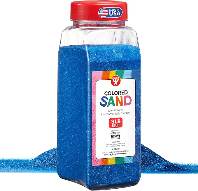 Hygloss Colored Sand for Crafts – 3 lb Bottle, Blue – Vibrant Colorful Fine Sensory Play Sand Art Kits for Kids – Classroom Activities for Children 3 4 5 6 7 8 9 10 11 12 – Safe for Ages 3+ - Bloomnest