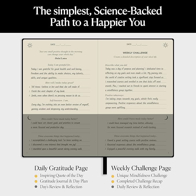 The Original Gratitude Journal 2026 for Men to Boost Confidence & Self Esteem - Daily Mindful Affirmations for Boys with Powerful Quotes and Insightful Prompts for Happiness - Premium Hardcover Black - Bloomnest