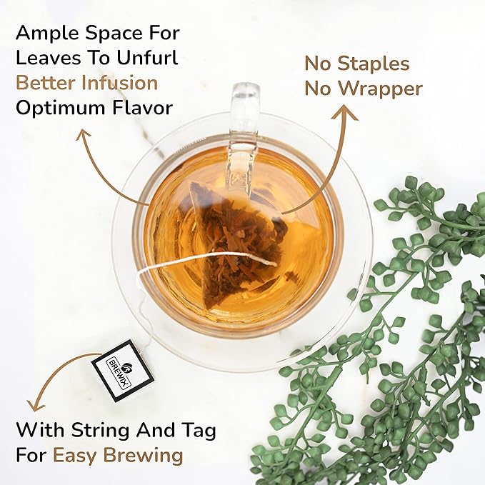 BREWIX, Darjeeling Golden Summer Tea From Himalayas (22 Pyramid Tea Bags) | High Grown in the Himalayas | Long Leaf Tea, Packed in Resealable Ziplock Pouch - Bloomnest