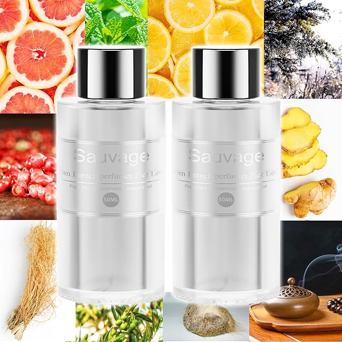 Amor Lyris 2 Packs Essential Oil Refill for Smart Car Air Freshener, 3.5OZ Car Diffuser Refill, Aromatherapy Perfume Refill Can be Used for 4-8 Months, Made with Natural Plant Extracts, SAUVAGE - Bloomnest