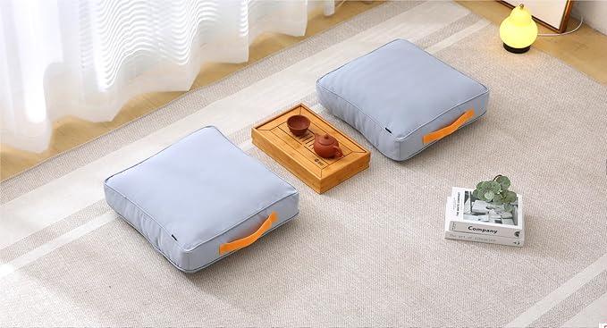 Large Floor Pillow Meditation Cushion Square Floor Cushions for Adults,Premium Washable Outdoor Cushions Seat-Yoga Pillows for Sitting on Floor 18" Grey