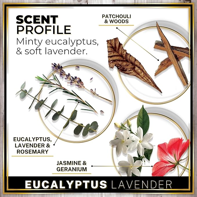 Urban Naturals Car Air Freshener Diffuser 1 Pack - Eucalyptus Lavender Scent, 45+ Days Long Lasting Fragrance, Made in USA, Glass & Wood, Hanging Design + Vent Cip, Easy to Use - Bloomnest