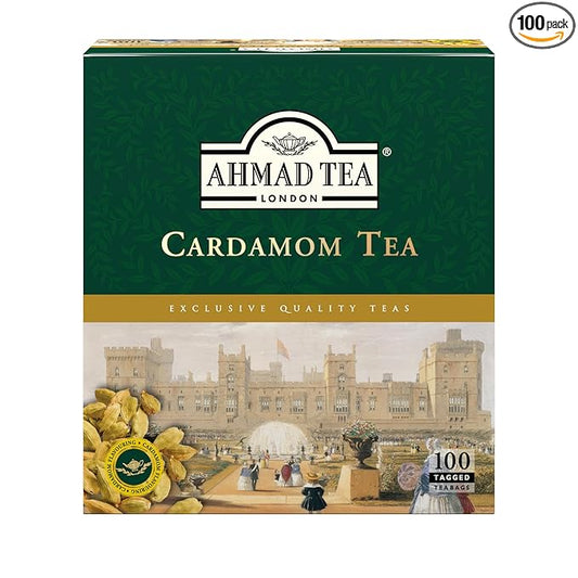 Ahmad Tea Black Tea, Cardamom Teabags (No Envelopes), 100 ct - Caffeinated and Sugar-Free - Bloomnest