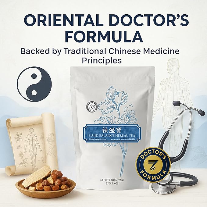 Herb Guru Fluid Balance Herbal Tea Bags – Healthy Fluid Metabolism & Digestive Balance with Atractylodes, Poria, Citrus Peel – Caffeine Free Tea, 0.88 Ounces