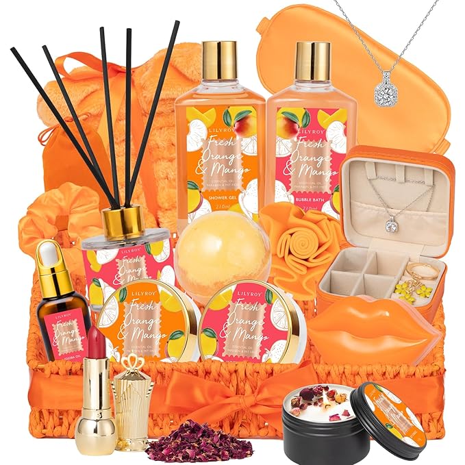 Valentines Day Gifts for Women Gift- 23-Piece Bath & Body Gift Basket Set for Women, Bath Gift Set, Spa Gift Baskets | Mothers Day Gifts for Mom, Christmas, Birthday Gift, All Occasion Present for Her