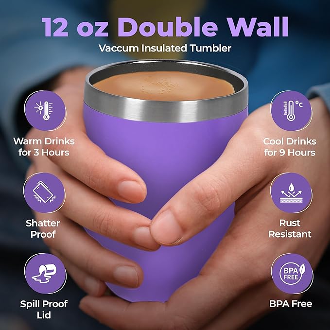 Modern Elegance Tea Gift Set, Includes 15 Teas, Stainless Steel Tumbler, Honey Straws, Tea Spoon Squeezer, Squirrel Tea Bag Holder (Purple) - Bloomnest