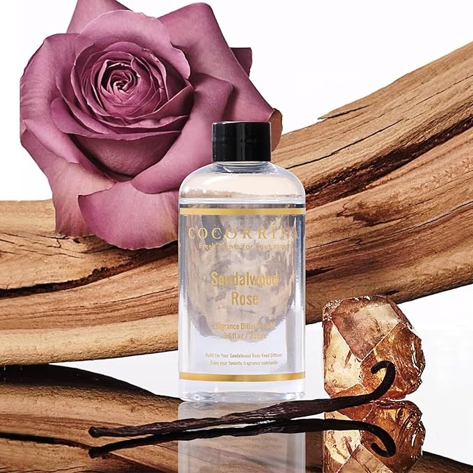 COCORRÍNA Refill - Sandalwood Rose 6.7 Fl.oz Reed Diffuser Refill with 8 Sticks - Bloomnest