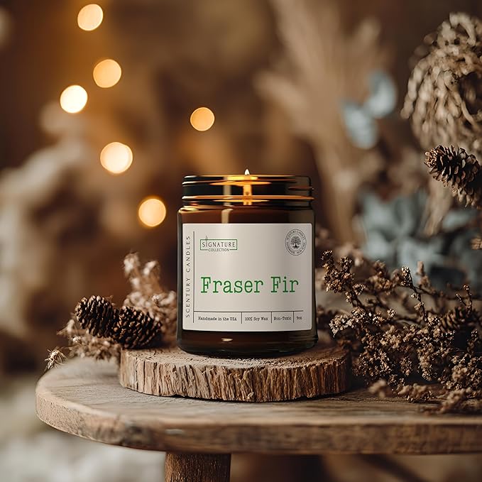 Fraser Fir Pine Scented Candle, Many Scents to Choose from, Christmas Tree Scented, All Natural Non-Toxic Soy Wax, Handmade in The USA (Fraser Fir) - Bloomnest