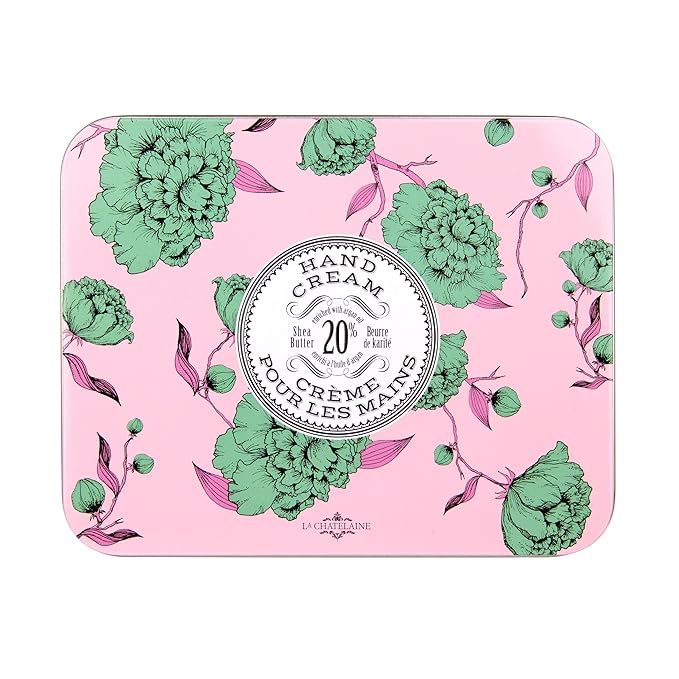 La Chatelaine Rose Hand Cream Trio Tin Gift Set, Ready-To-Gift Tin, Nautral, Made in France with 20% Organic Shea Butter, Nourishing and Moisturizing (Cherry Almond, Pear, Oud Rose) - Bloomnest