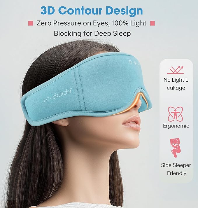 BambooCotton 3D Bluetooth Sleep Mask, LC-dolida 2025 New Sleep Headphones, Wireless Comfort, Sustainable Luxury for Better Sleep - Bloomnest
