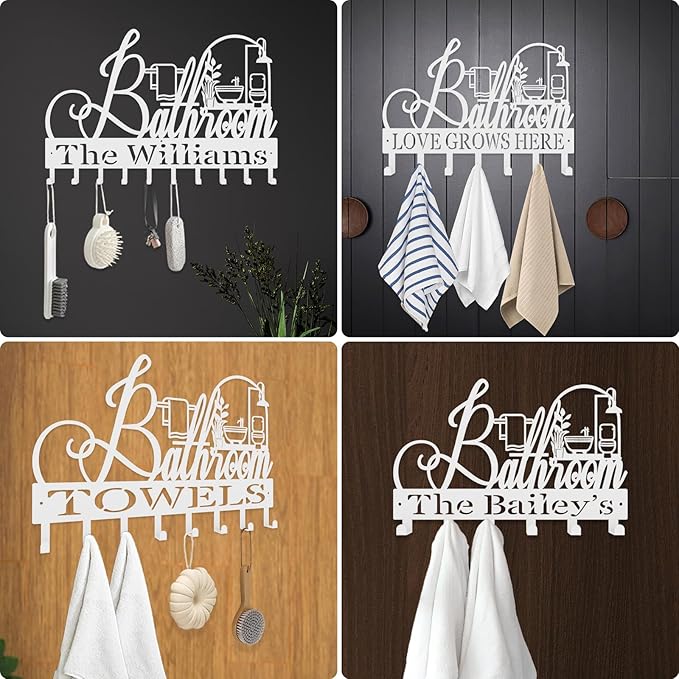 Personalized Metal Key Rack Hooks, Key Holder Wall Mounted Key Hooks, Bathrom Theme Wall Decoration Hooks, Key Hanger Organizer for Living Room, Entryway, Bathroom, Office Decor - Bloomnest