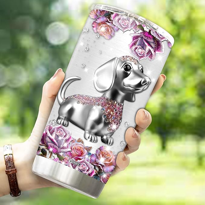 Personalized Dachshund Themed Gifts for Women, Girls, Wife, Daughter, Insulated Stainless Steel Tumbler, Mug, Cup, Water Bottle, Perfect for Christmas, Birthday, Mother's Day, Valentine - Bloomnest