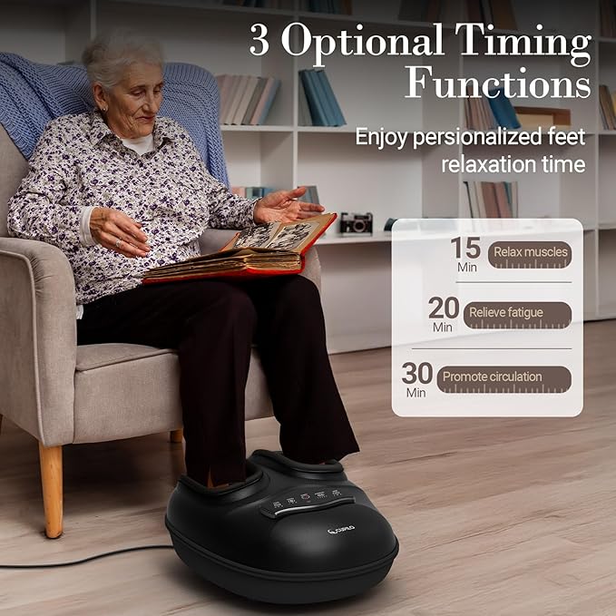 Shiatsu Foot Massager with Heat - Upgraded Foot Kneading Massage with App Control,Feet Massager for Plantar Fasciitis & Neuropathy Pain,Adjustable Compression & Heat,Fits Size Up to 13" - Bloomnest