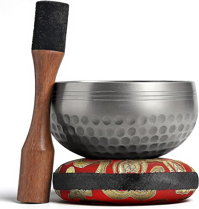 Tibetan Singing Bowl Set – Authentic Plain Design – Sound Bowl & Meditation Bowl with Cushion, Mallet & Guide – Ancient Tibetan Meditation Bowl for Therapy – Spiritual Decor Enhancements - Bloomnest