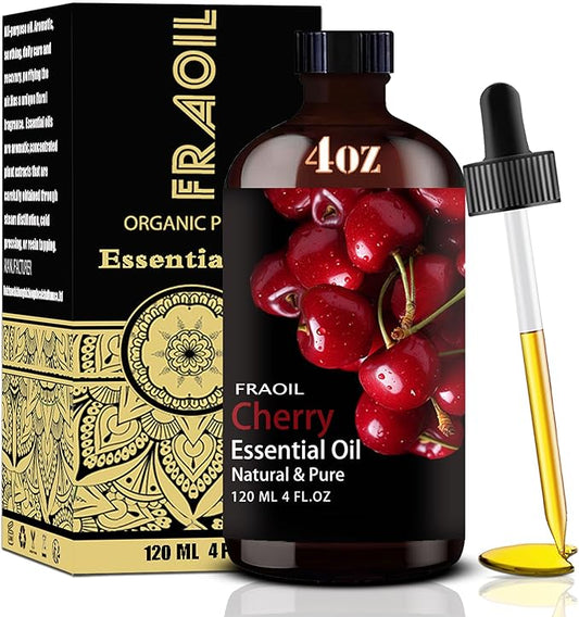 Cherry Essential Oil, Cherry Oil 4 Fl Oz 120ML for Diffuser Humidifier Yoga Cleaning DIY Candle Soap Making Perfume Gift for Women Essential Oils - Bloomnest