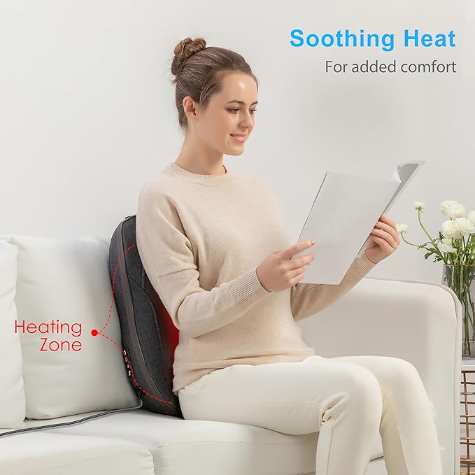 CooCoCo Back Massager for Chair,Shiatsu Back Massage Chair Pad, Deep Tissue 4D Kneading Massage Pillow for Lower Back,Full Body Relaxation, Birthday Christmas Gifts for Mom Dad Women Men Her - Bloomnest