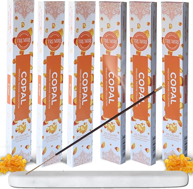 Copal Incense Sticks - Total 120 Insence-Sticks - 6 Packs of 20 Insense - Inciensos - Inscents - Natural Non Toxic Ingredients - Incents - Incence - Inscense - Insents TRUMIRI