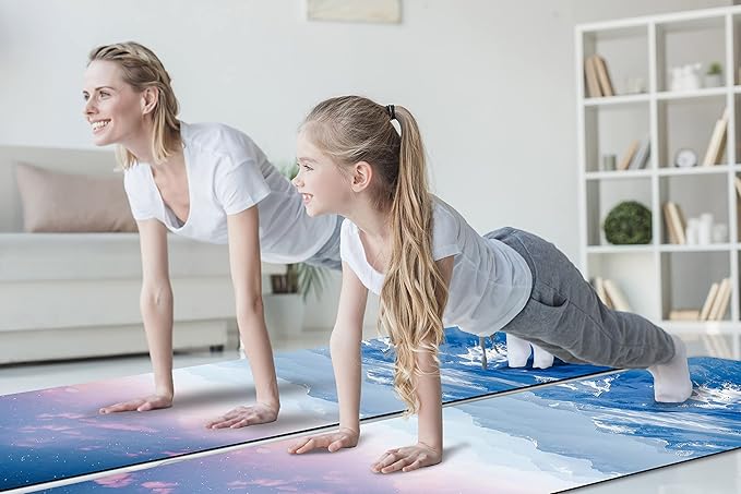 Non Slip Yoga Mat TPE Workout Mat for Men Women, Thick Workout Mat with Carrying Strap, Fitness Mats for Exercise, Yoga, Fitness, Pilates, Floor Workouts (72" x 24" x 6mm) - Bloomnest