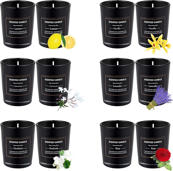 12 Pack Scented Candles Gift Set 2.5oz Strong Fragrance Aromatherapy Jar Candle Set Soy Wax Decorative Candles for Home Scented Candles Best Gifts for Women. - Bloomnest
