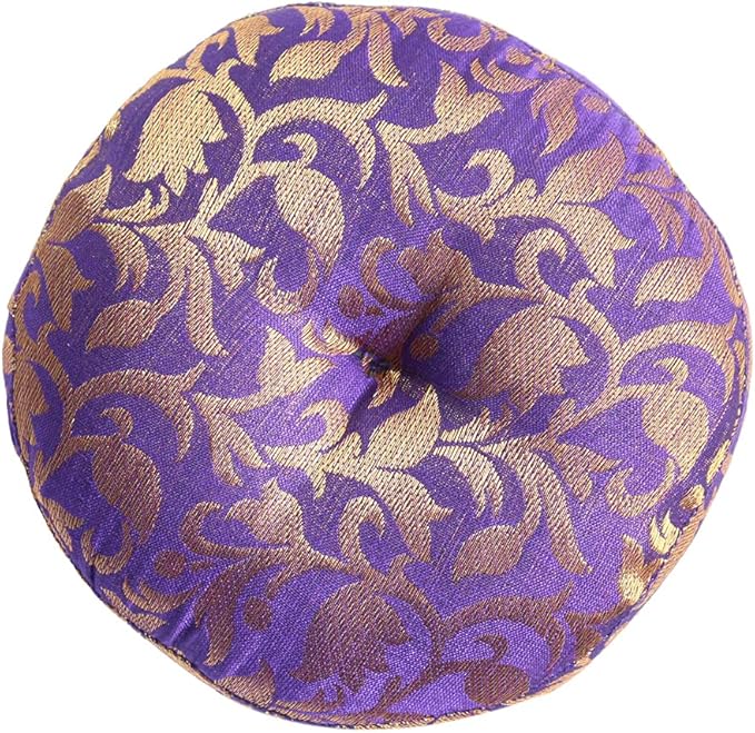Singing Bowl Cushion Handmade Round Cushion Brocade Art Silk Home Decor Pillow For Tibetan Singing Bowl (5" Inch) - Bloomnest