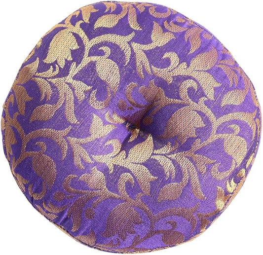 Singing Bowl Cushion Handmade Round Cushion Brocade Art Silk Home Decor Pillow For Tibetan Singing Bowl (5" Inch) - Bloomnest
