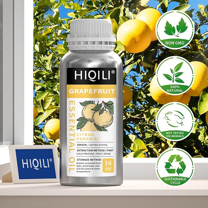 HIQILI 16 Fl Oz Grapefruit Essential Oil, for Diffuser, Skin Care, 100% Pure and Natural - Bloomnest