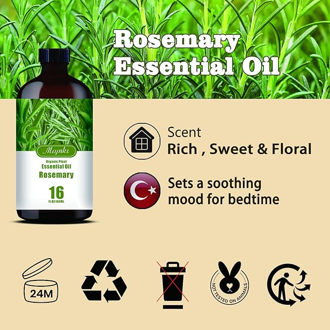 Rosemary Essential Oil-Rosemary Fragrance Oil 16.33oz (490ml)-100% Pure Natural Scent for Diffusers, Candles, Soap Making & Aromatherapy-Relaxing Home & Gift Essential Oil for Bath, Massage - Bloomnest